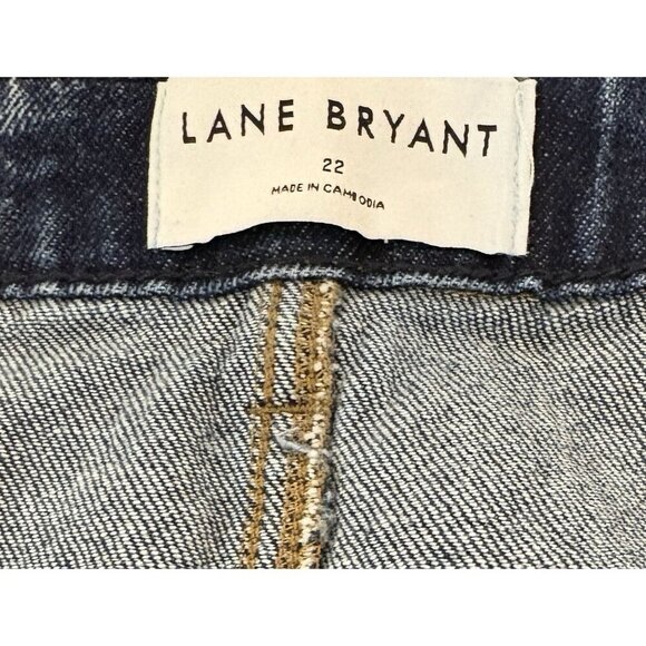 Lane Bryant + 22 Demin Blue Button Zip Seam Detail 5 Pocket Cotton Mini Skirt - Picture 6 of 6